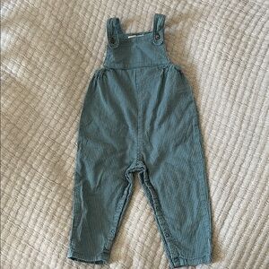 Petroleum blue striped baby Overalls with buttons from danish brand, Serendipity